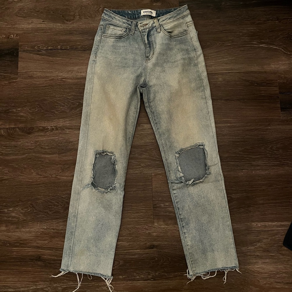 Distressed Blue Jeans